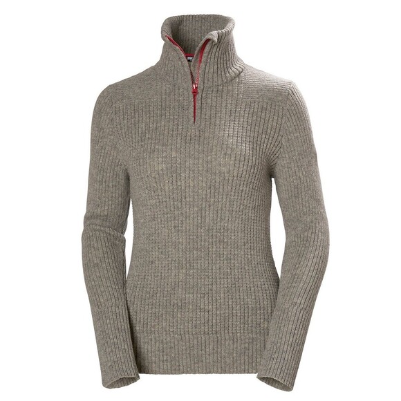 Helly Hansen Marka Wool 1/2 zip Pullover Sweater Grey Rib Knit, Small - Picture 2 of 11